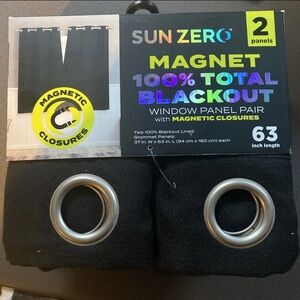 Sun Zero Blackout Window Panel Pair magnet closure new 63in